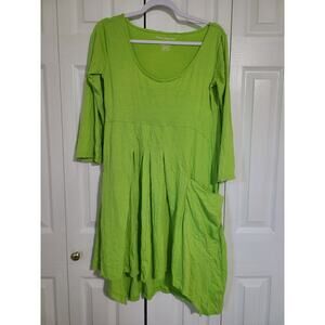 Pleats collection small women's green t-shirt dress